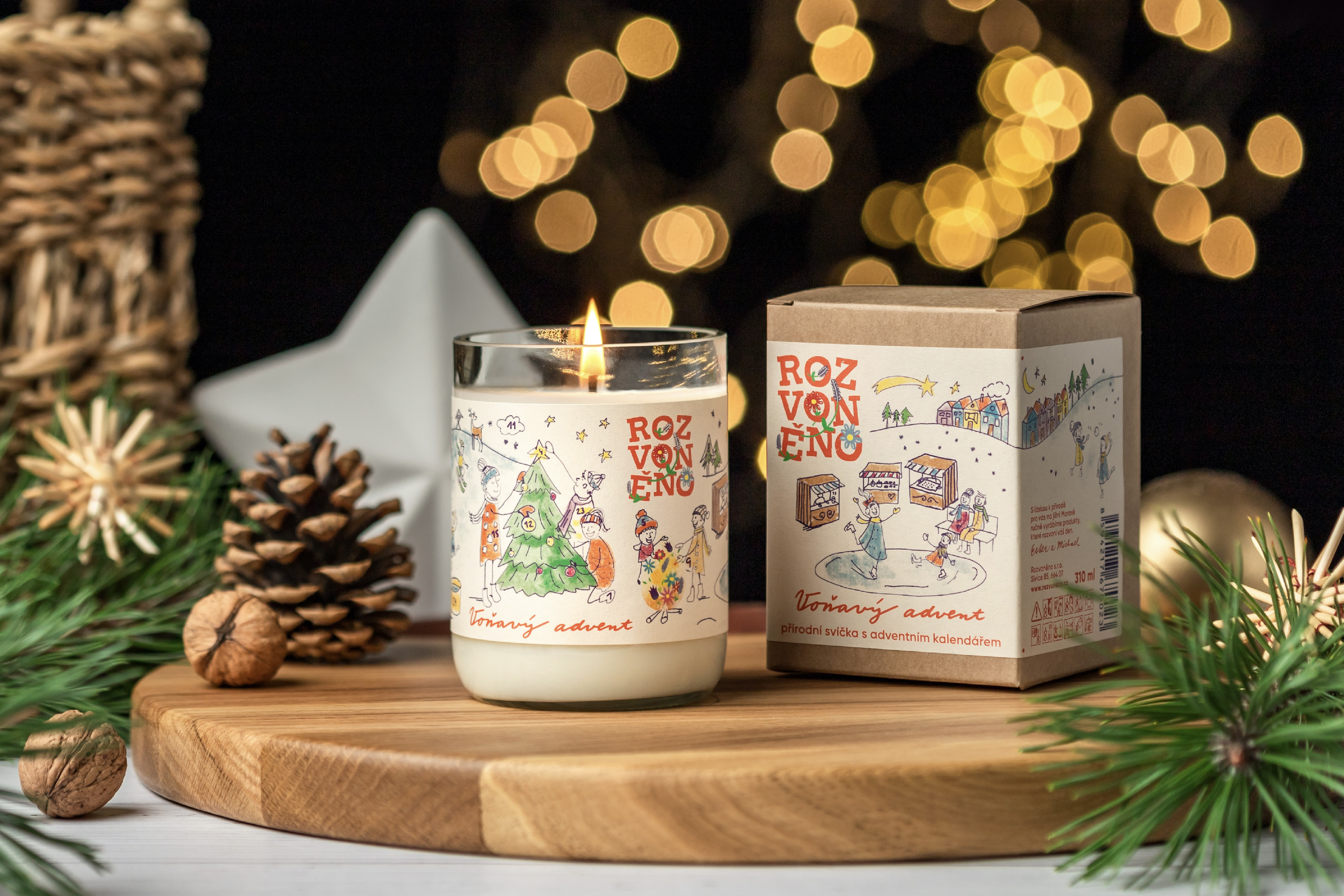 VOŇAVÝ ADVENT - přírodní svíčka s mandlí, muškátovým oříškem a vanilkou